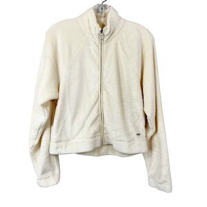 NEW Hollister Ivory Plush Full Zip Jackets Pockets - Size XS